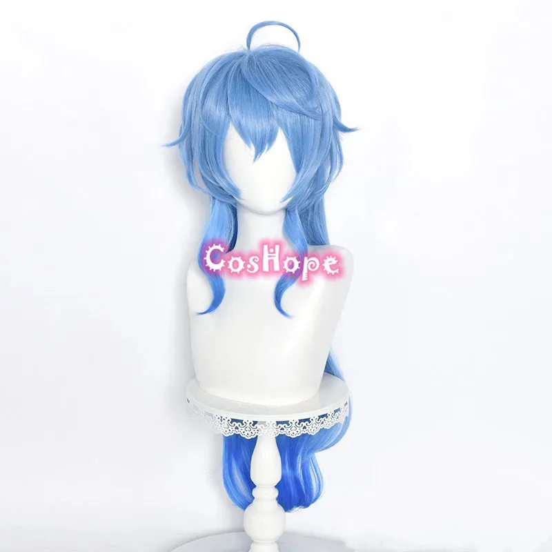 

2025 12 Ganyu 75cm Long Blue Gradient Wig Anime Cosplay Heat Resistant Synthetic Wigs Halloween