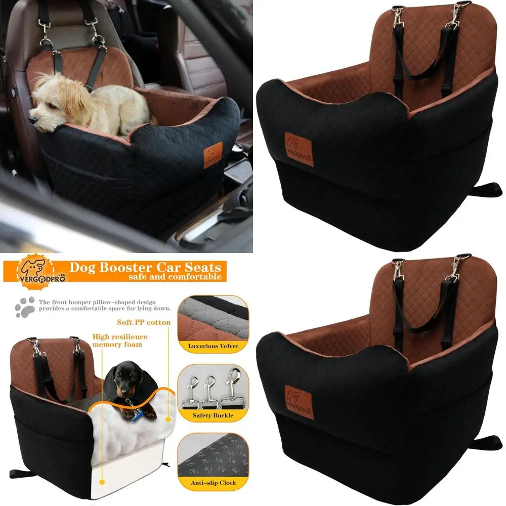 

Portable Pet Car Seat with Safety Strap, Washable Cushion, Memory Foam Travel Bed for Small to Medium Dogs, Suitable for Puppies