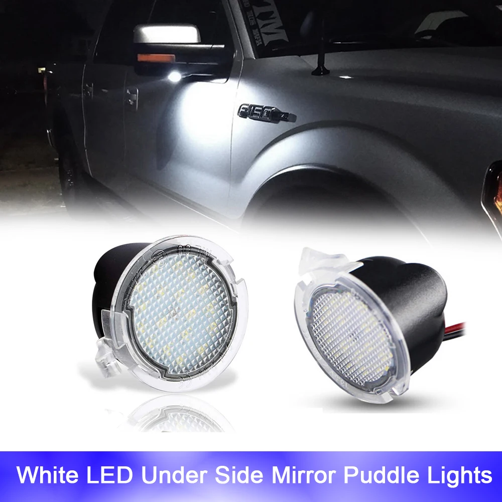 6000K White LED Under Side Mirror Lights Puddle Lamp DRL For Ford Ranger T6 Mondeo Mustang Taurus F-150 Raptor SVT Fusion Edge