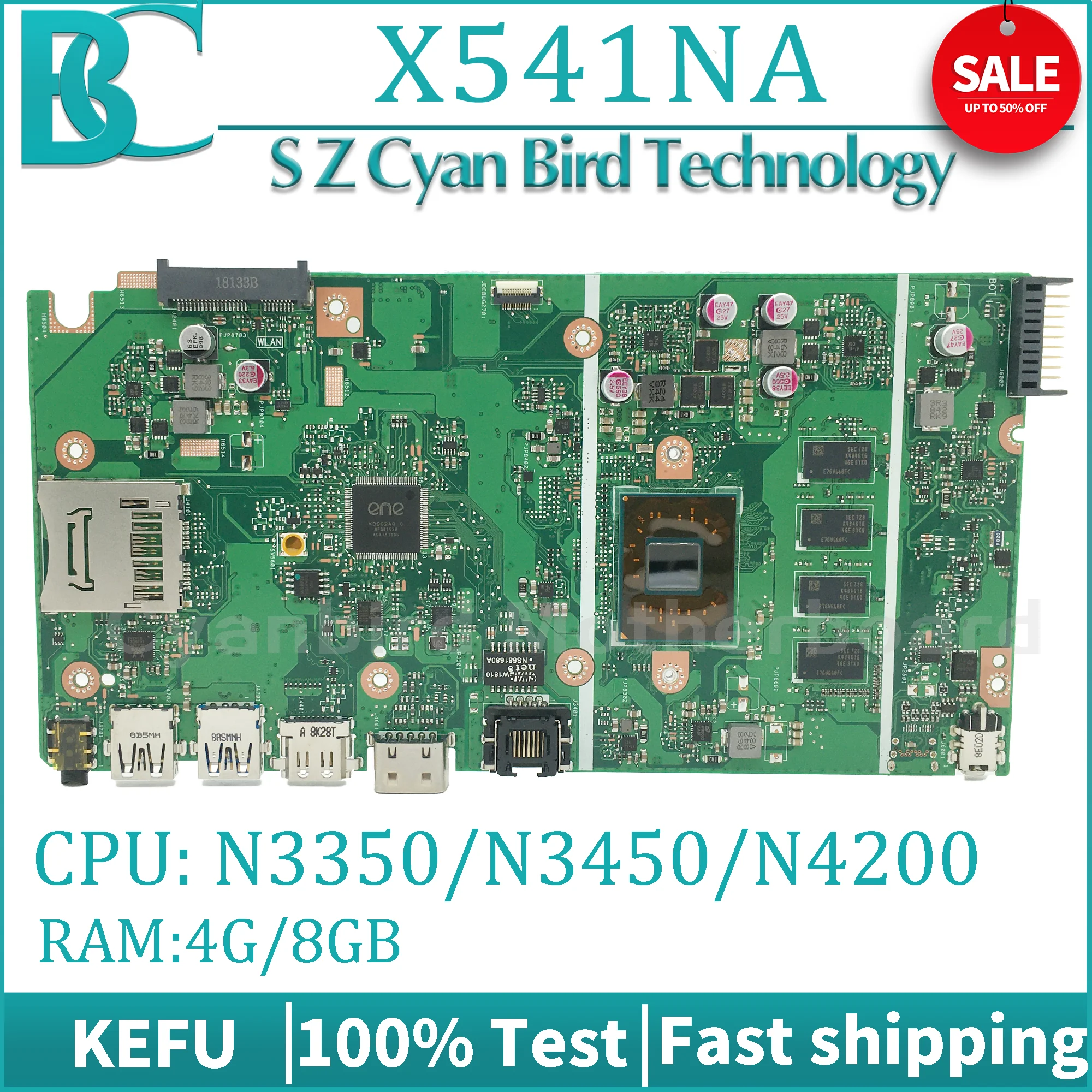 KEFU Laptop Motherboard For ASUS X541N X541NA A541NA F541NA R541NA D541NA X541 Mainboard N3350/N4200 4G/2G-RAM