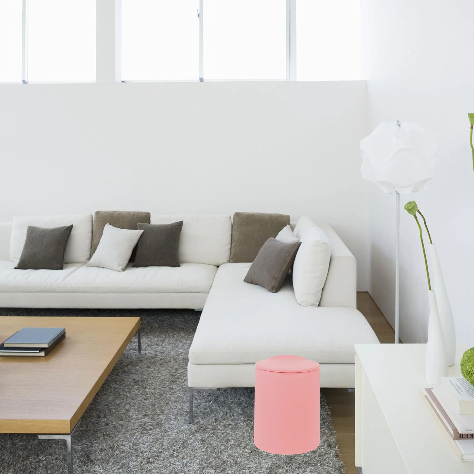 

Plastic Sturdy Kitchen Trash Can Large Opening Push Rubbish Bin Waste Basket Lid Storage Container Nordic Style Home Office