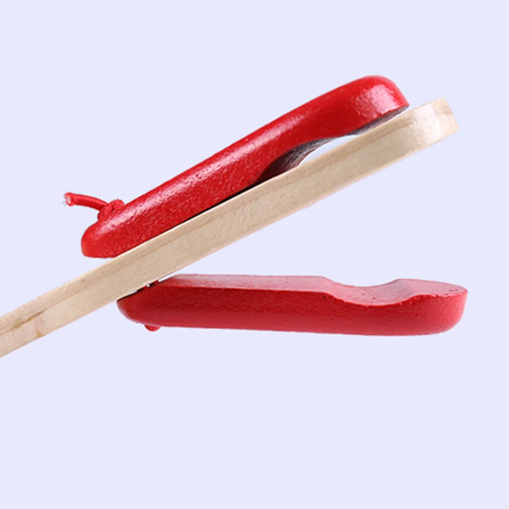 

2 Pcs Long Handle Ringboard Rhythm Toys Wooden Castanets Percussion Loud Kids Musical Instruments