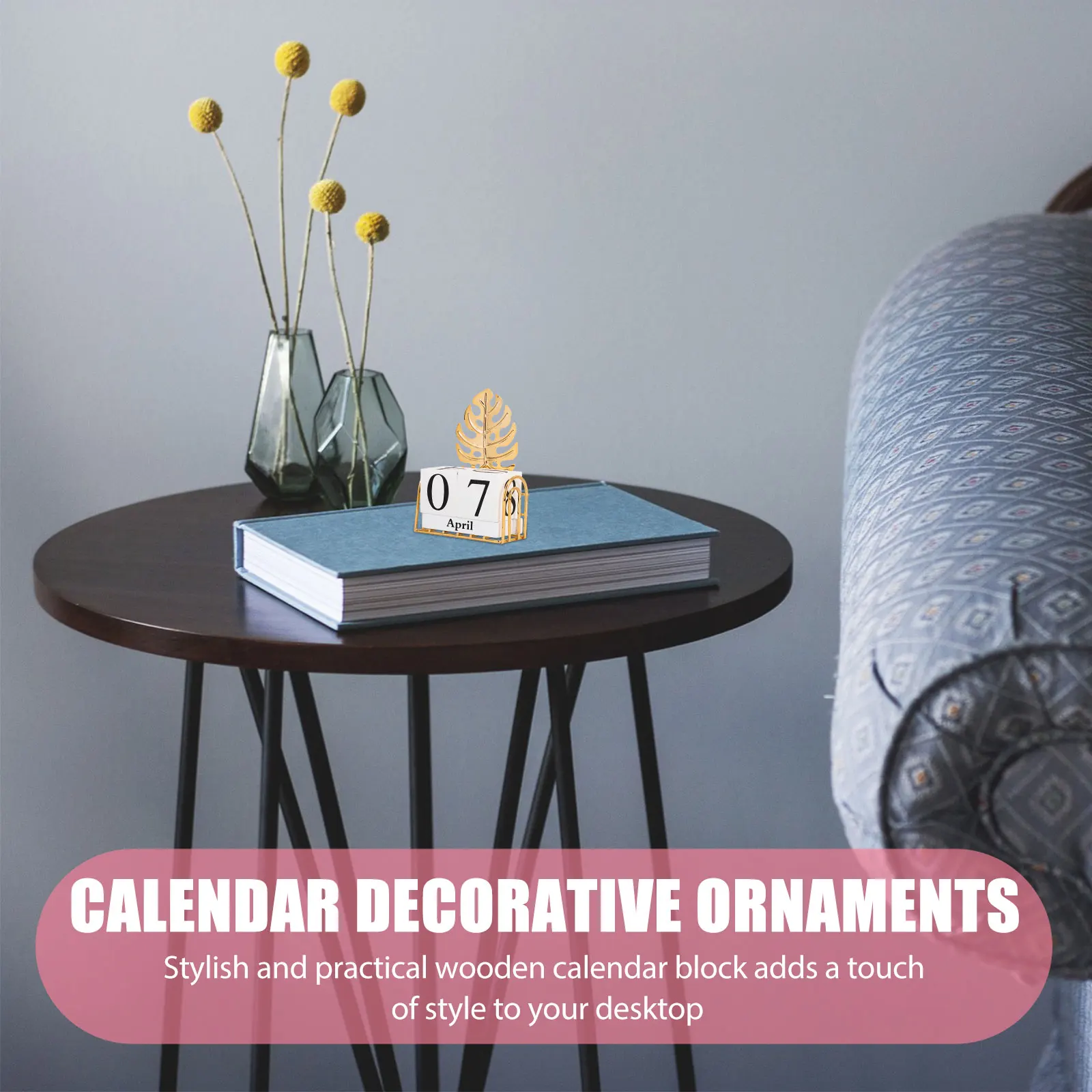 

1 Set Wooden Block Office Perpetual Table Decorative Desk Calendar Household Wood Daily Use Standing Block Calendar Desktop