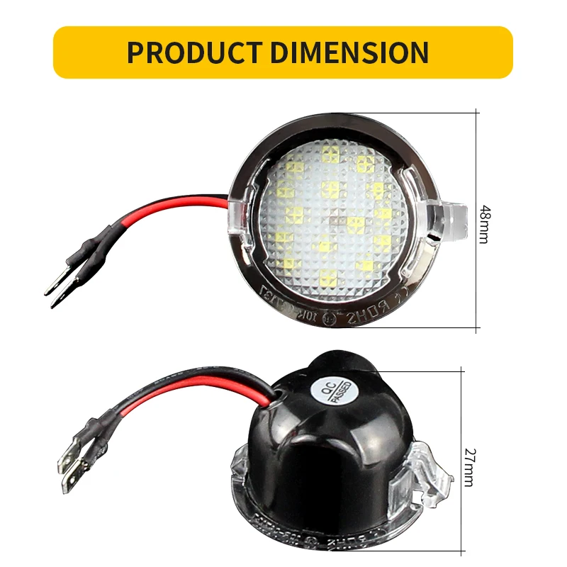 2PCS LED Under Side Mirror Puddle Light Module Lamp For Ford Mondeo MK5 Galaxy S-Max Ecosport Edge Explorer Ranger TKE Limited view 2