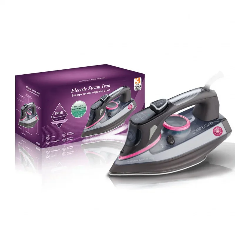 Handheld Steam Electric Iron for Home Use with Visible Temperature Control 180 Degree Adjustable Soleplate 360° Rotating Cord f