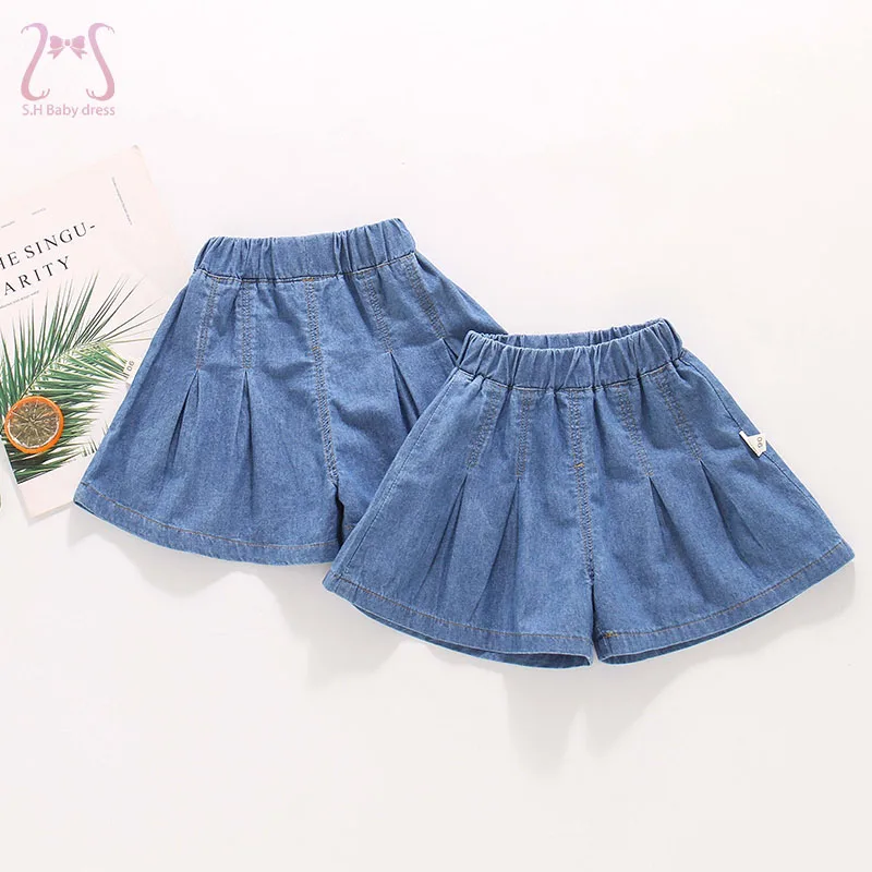 Summer Children's Shorts Girls Solid Color Jeans Casual Loose Boys Kids Pants Clothes 1 To 5 Years Old Toddler Bottoms