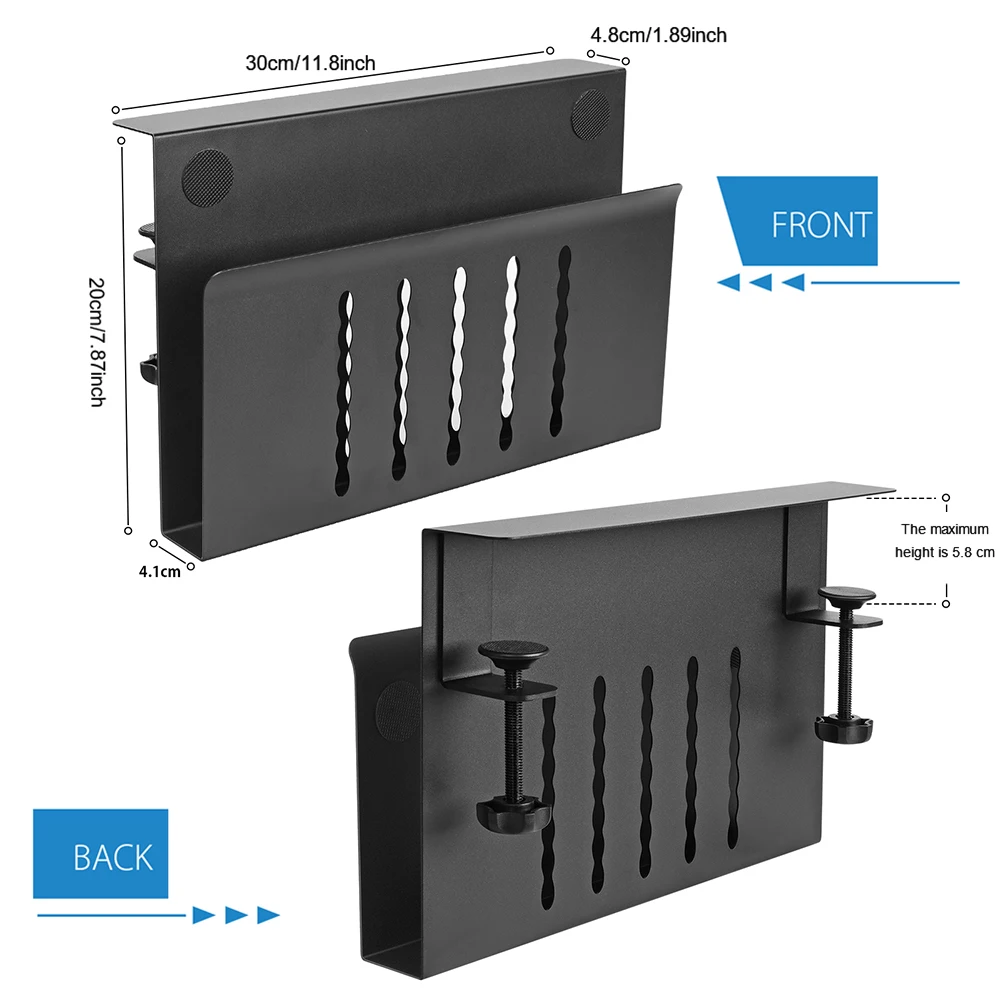 Desk Side Storage Organizer No Drill Under Desk Laptop Holder Laptop Desk Mount for Office and Home