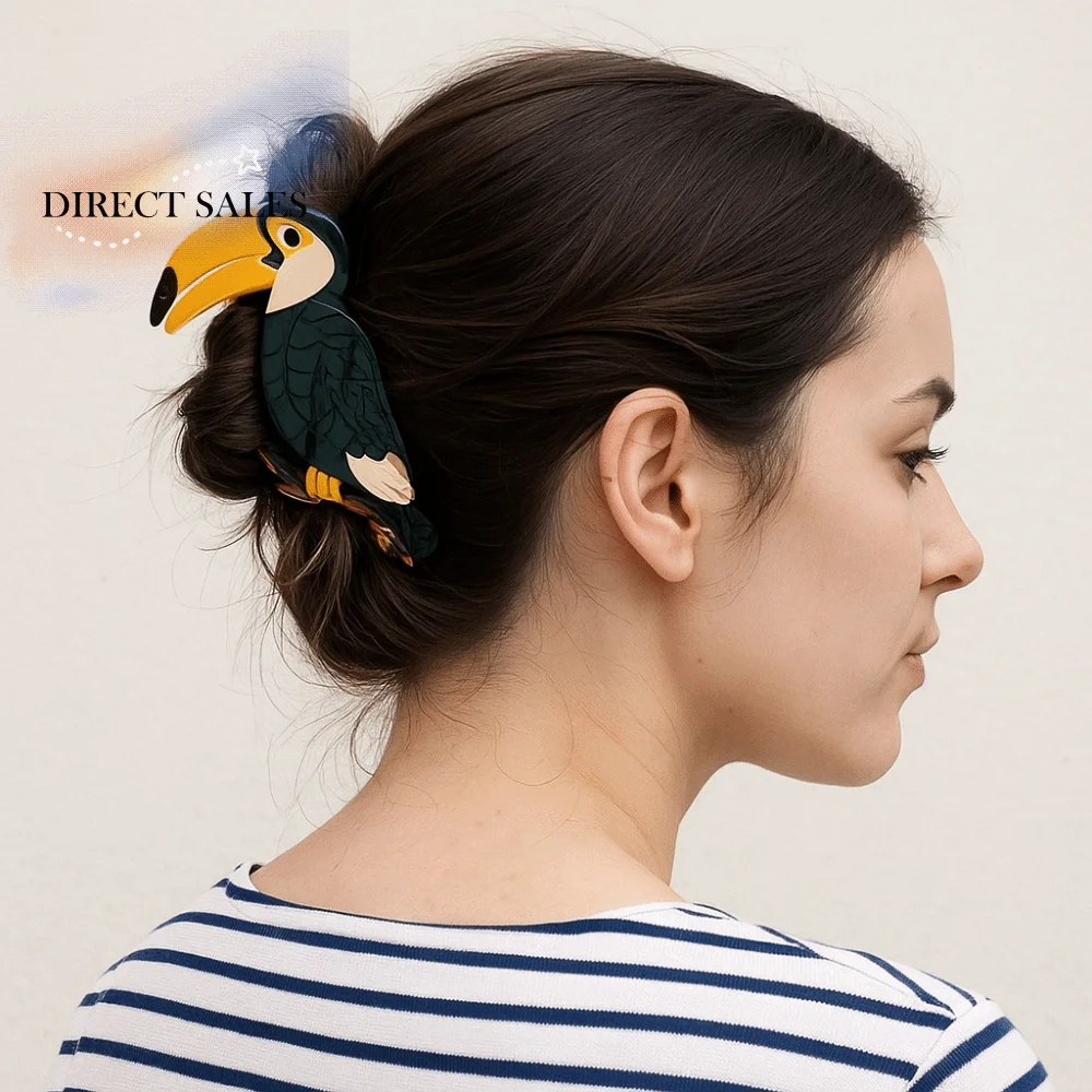 

Модная милая заколка-краб для волос из ацетатного волокна, заколка-птичка, заколка-павлин, заколка-акула, женская заколка-зверюшка