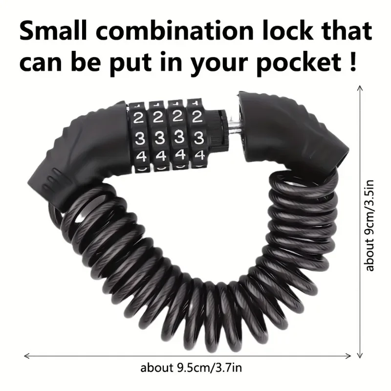 دراجة قفل سلك حبل سلسلة 4 أرقام قفل بكلمة مرور دراجة هوائية جبلية دراجة نارية مكافحة سرقة كلمة المرور حقيبة أقفال قفل خوذة #5