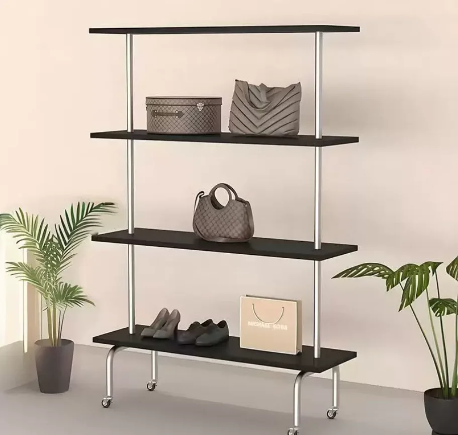 

Настенная многоярусная передвижная стойка для обуви и сумок для магазинов одежды и обуви, популярная в интернете, декоративный элемент для витрин.