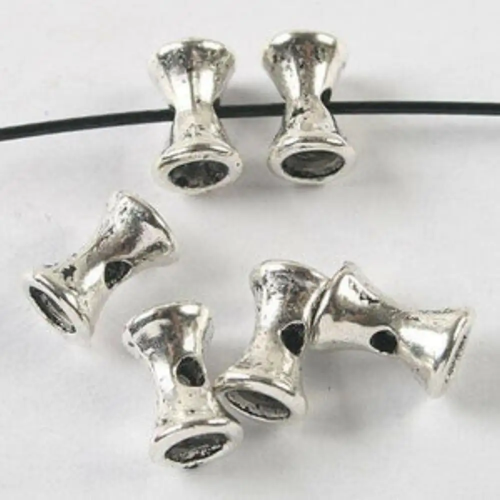 

15PCS 10.5x7mm hole:1.5mm DARK SILVER TONE 10.5MM LONG SPACER BEADS H3784