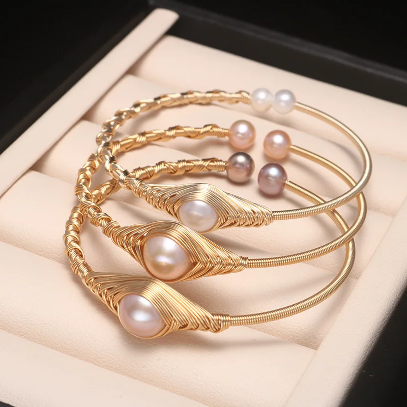 

fashion natural freshwater pearl simple eye bracelet female opening