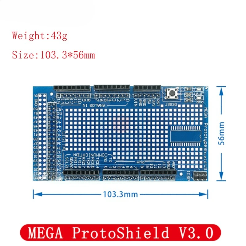 1 piece of MEGA ProtoShield V3.0 prototype expansion board universal universal mini for arduino mega 2560 r3 diy kit breadboard