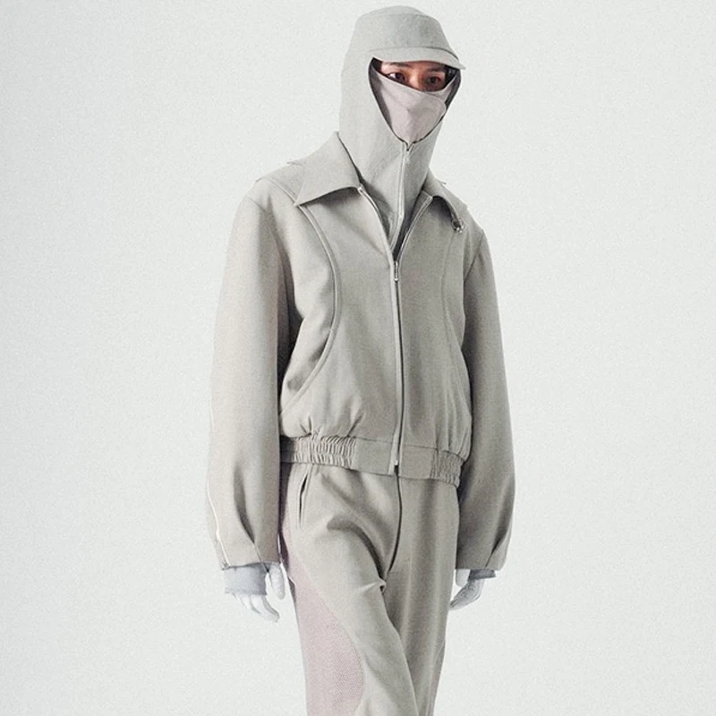 

American High Street CMMAWEAR Sle Men's Zipper Batwing Collar Jaet Trendy Brand Cotton Polyester Blend Outerwear