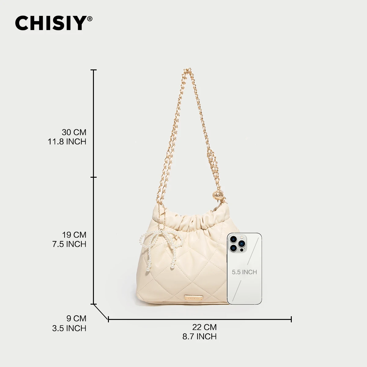 CHISIY Original Handmade Simple and Lightweight Butterfly Bow Linggefu Bag Rice White Shoulder Bag Suitable for Work and Travel