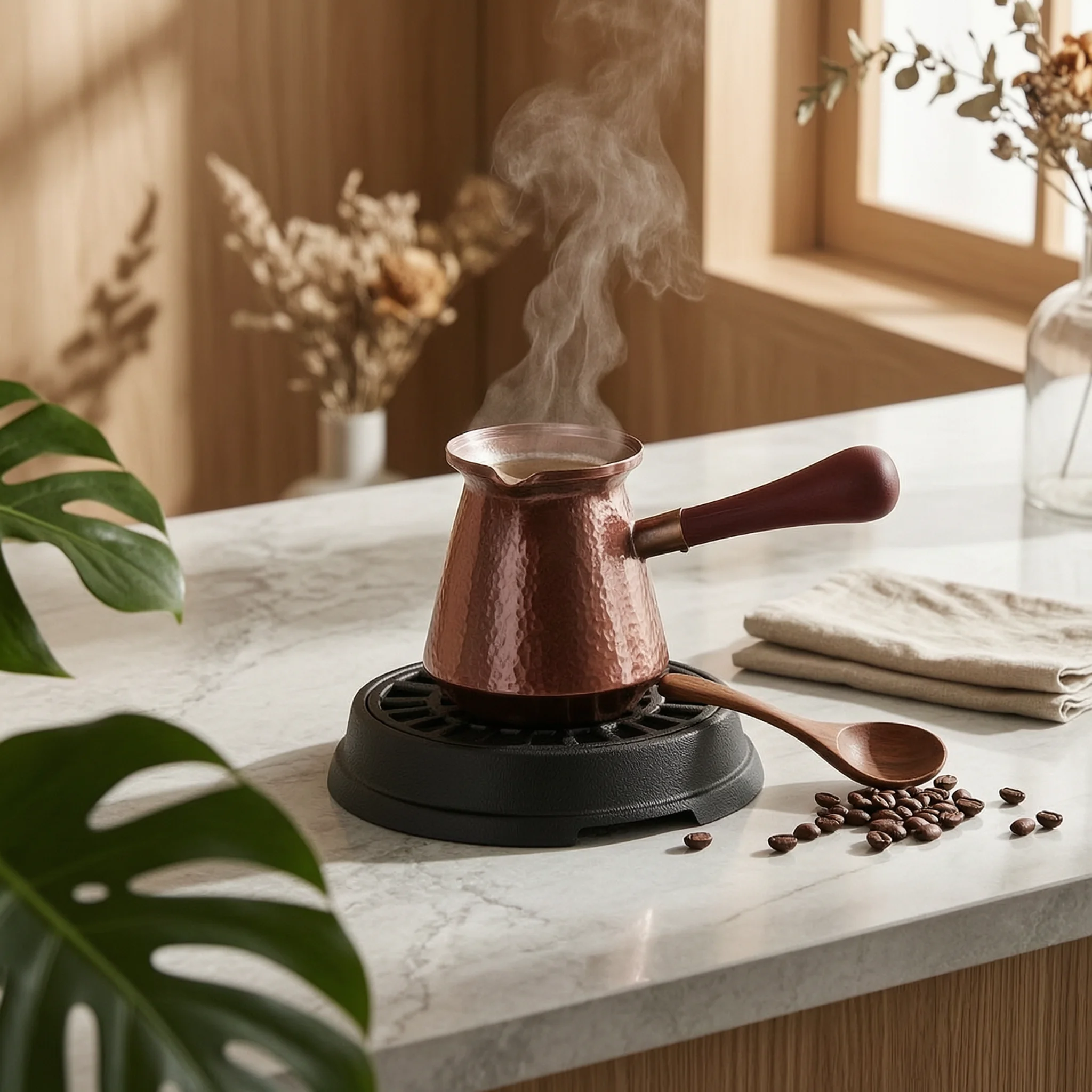 

Stovetop Copper Kettle Elegant Pattern Side Handle Tea Pot Copper Tea Kettle Handmade Kitchenware Thick Build for Indoor