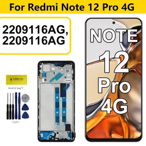 Bilashmart AMOLED Xiaomi Redmi Note 12 Pro 4G LCD Display Touch Screen With Frame Digitizer Assembly 2209116AG 2209116AG Screen