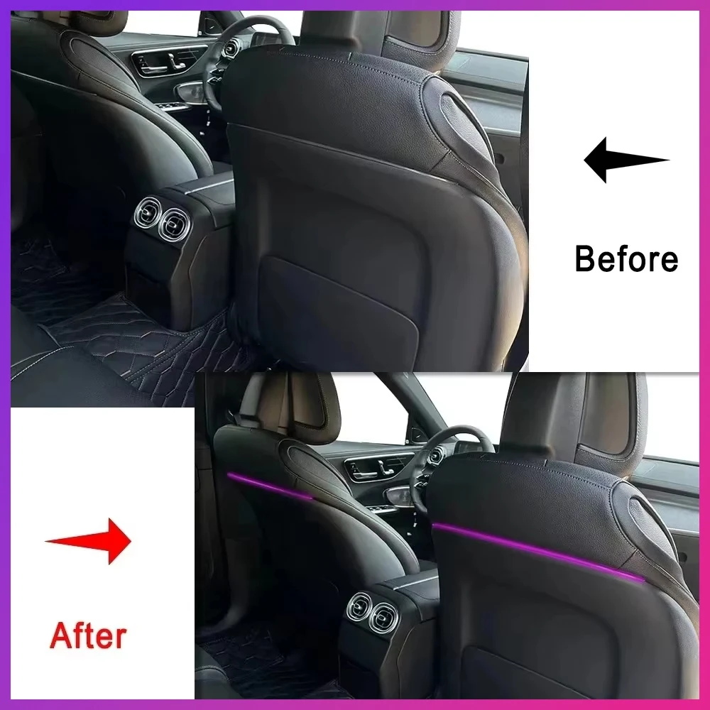 

64-цветный окружающий свет спинки сиденья для Mercedes-Benz C/E/GLC W205 W206 W213 X253, заднее сиденье для автомобильного декоративного освещения