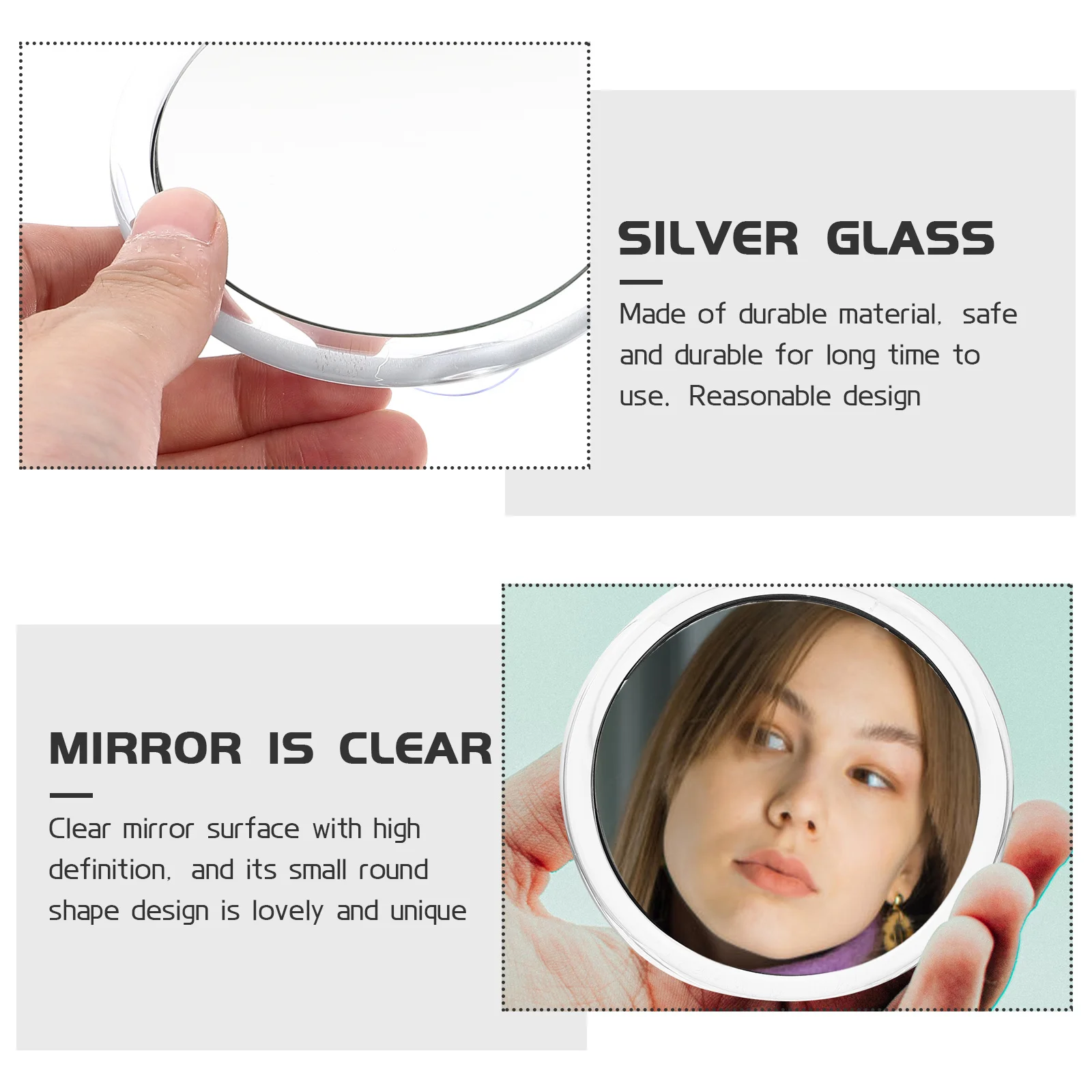 Miroir grossissant 20x, miroir de maquillage rond Portable, ventouses, accessoire de maquillage de voyage Compact, loupe latérale ronde 20x