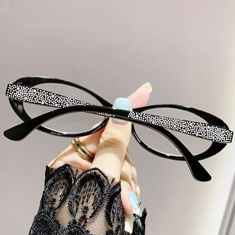 Women\'s Luxury Diamond Reading Glasses Trendy New Far Sight Eyeglasses for Men Ladies Blue Light Blocking Eyewear 0+1.0+4.0