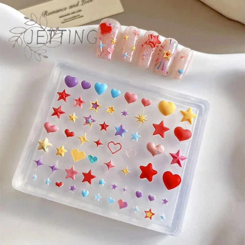 Creatividad caliente 3D corazón estrella pentagrama molde de uñas de silicona DIY decoración de uñas plantilla de manicura transparente para encanto de uñas