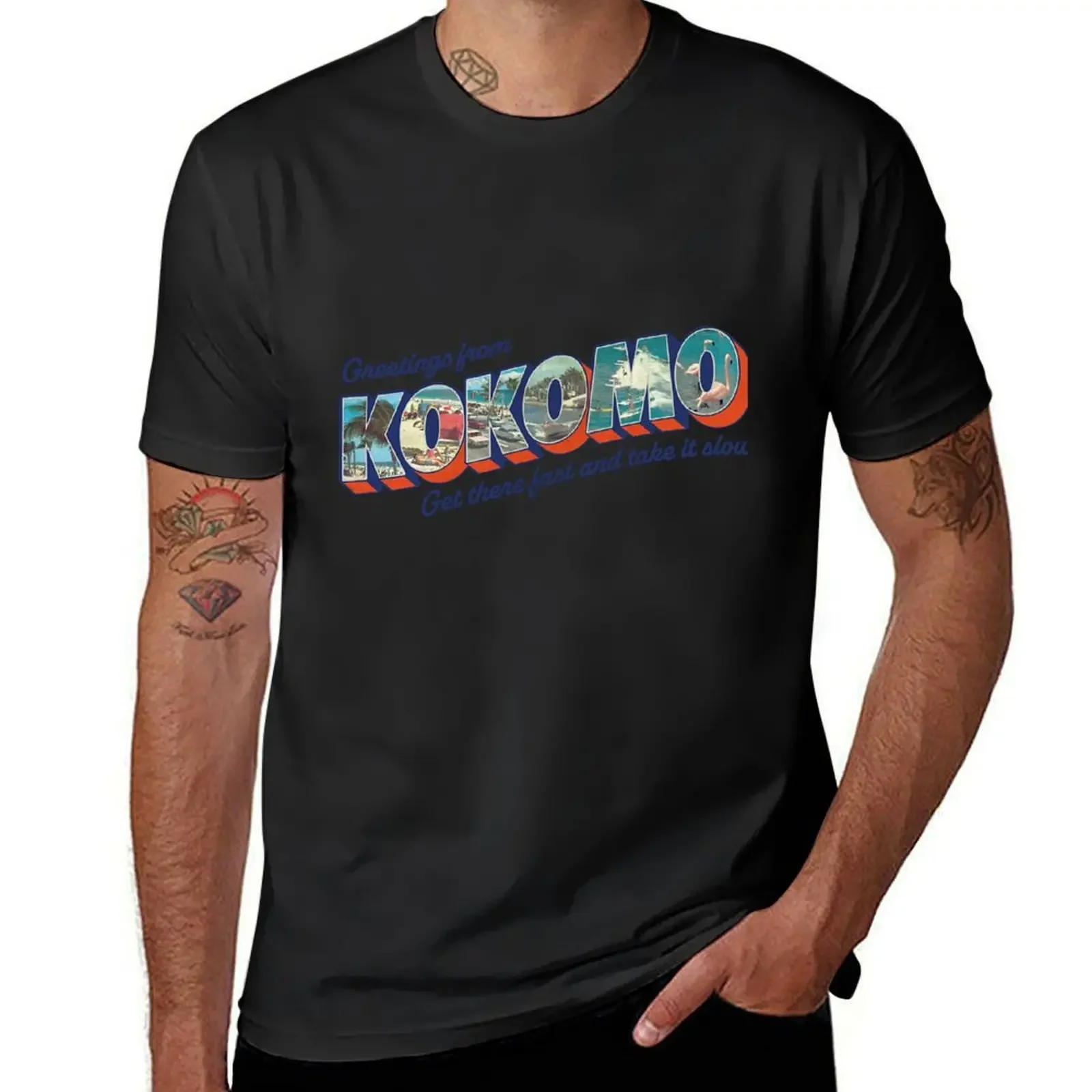 Kokomo Postcard T-Shirt vintage anime shirt aesthetic clothes men workout shirt