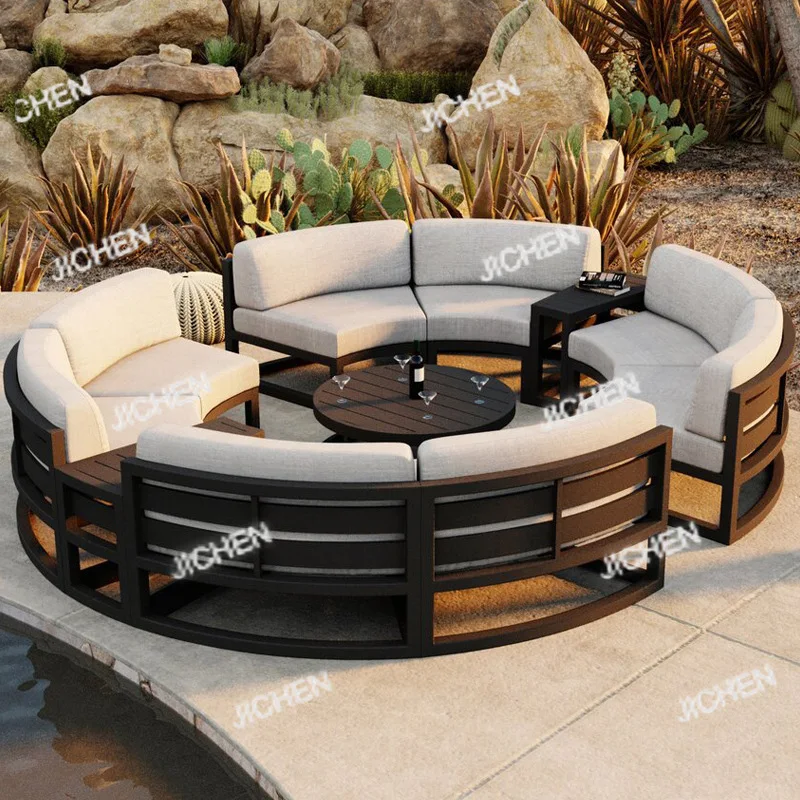 Outdoor Sofa Courtyard Hotel Garden Outdoor Round Leisure Chair Combination Aluminum Alloy Waterproof Open-air Balcony Furniture