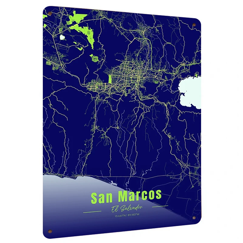 San Marcos El Salvador City Map Metal Wall Art Decor Modern Minimalist Home Office Decoration