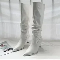 Sexy Winter Women High Boots Fashion Pointed Toe Stiletto Heel Long Boots Ladies Elegant Knee High Boots Shoes Botas De Mujer - Image 2