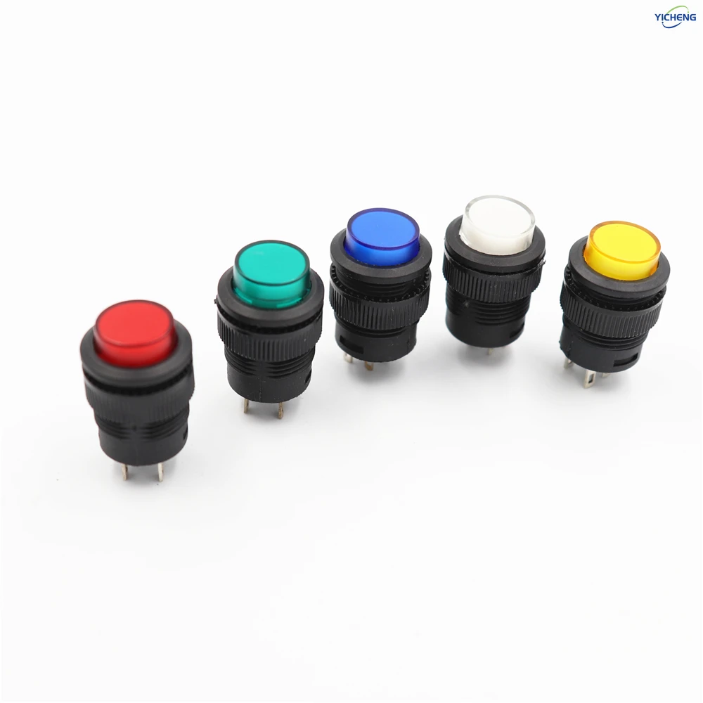 10 szt. przełączników przyciskowych 16 mm, przełącznik resetujący/self-locking, podświetlenie LED 3V, przewód spawany 150 mm, wybór, długość do personalizacji