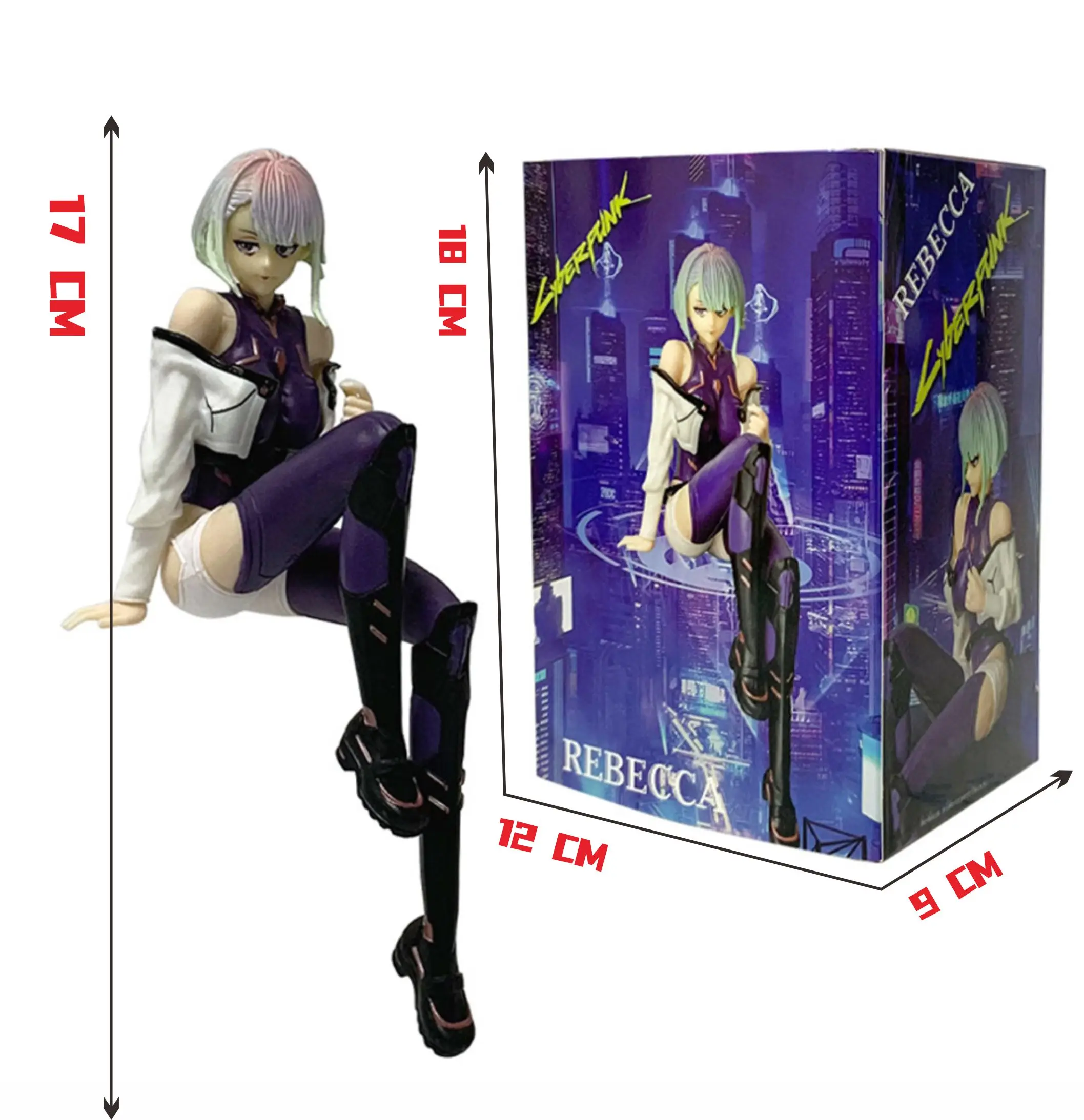 Novas estatuetas de anime Edgerunners - estilo Cyberpunk Lucy Sitting Poses |   Brinquedos modelo de mesa Street Samurai, coleção de fãs