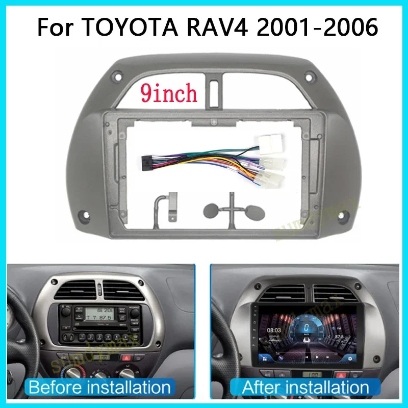9 inch Car Fascia Panel cable for Toyota RAV4 Rav 4 2001 2002 -2006 car Radio Fascia Frame Adapter CD Panel Dash Trim Bezel