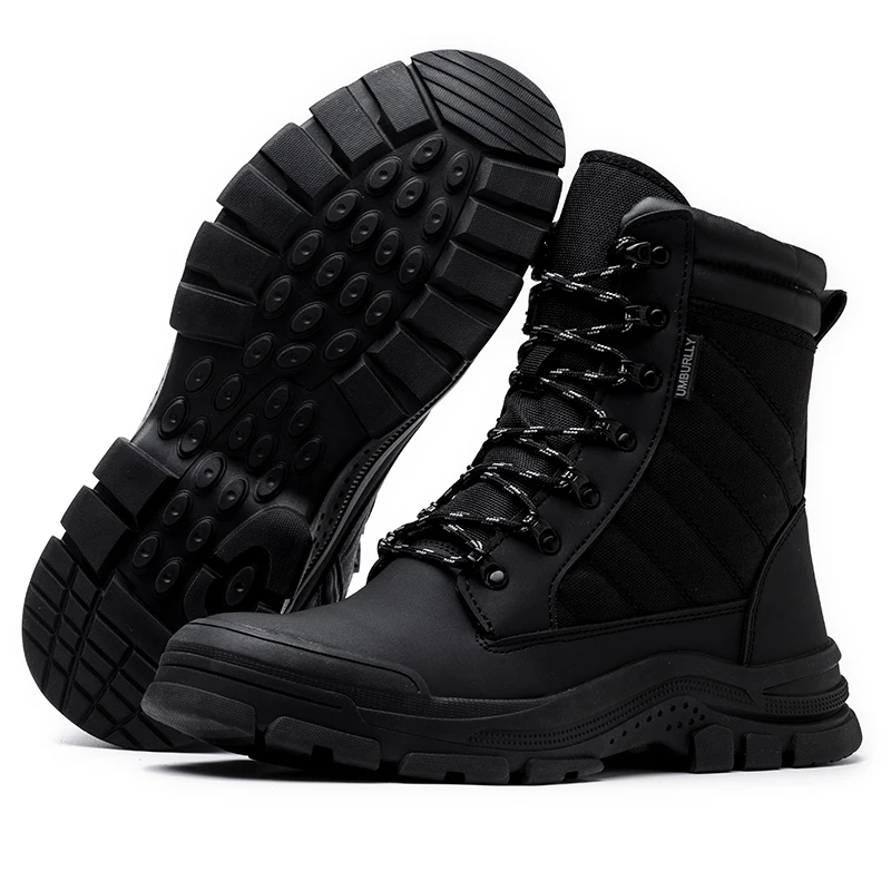 Men Work Safety Boots Outdoor Military Boots Anti-smash Anti-puncture Industrial Shoes Men Zipper Boots Indestructible Boots