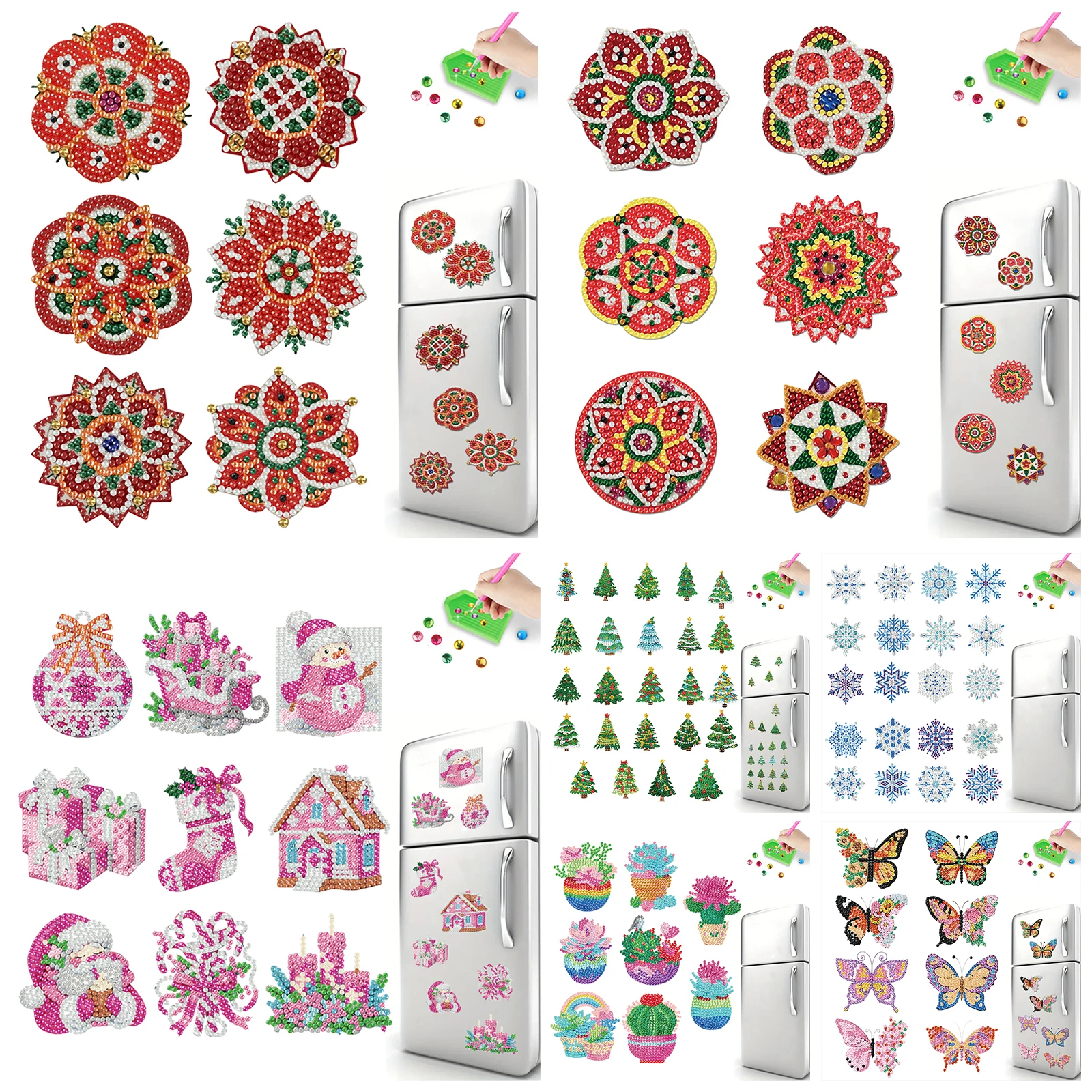 

Набор для создания 2D акриловых магнитов на холодильник с алмазной мозаикой DIY, фигурные магниты с алмазной вышивкой для взрослых, декор для дома