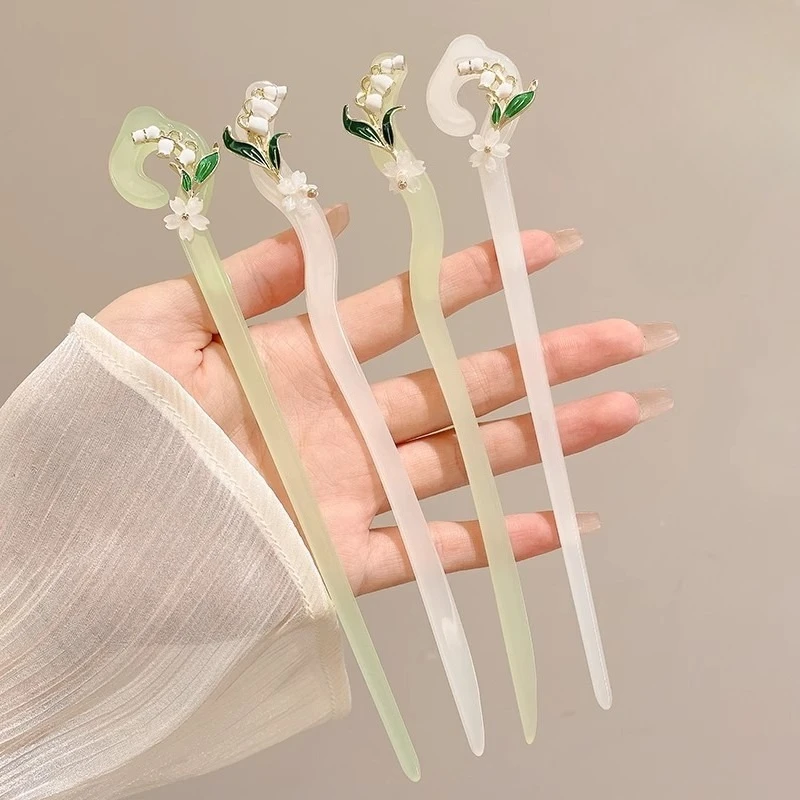 عيدان شعر نسائية أنيقة على الطراز القديم على شكل زهرة على الموضة الكلاسيكية دبوس شعر إكسسوار شعر عتيق أعواد شعر هانفو للشعر الطويل