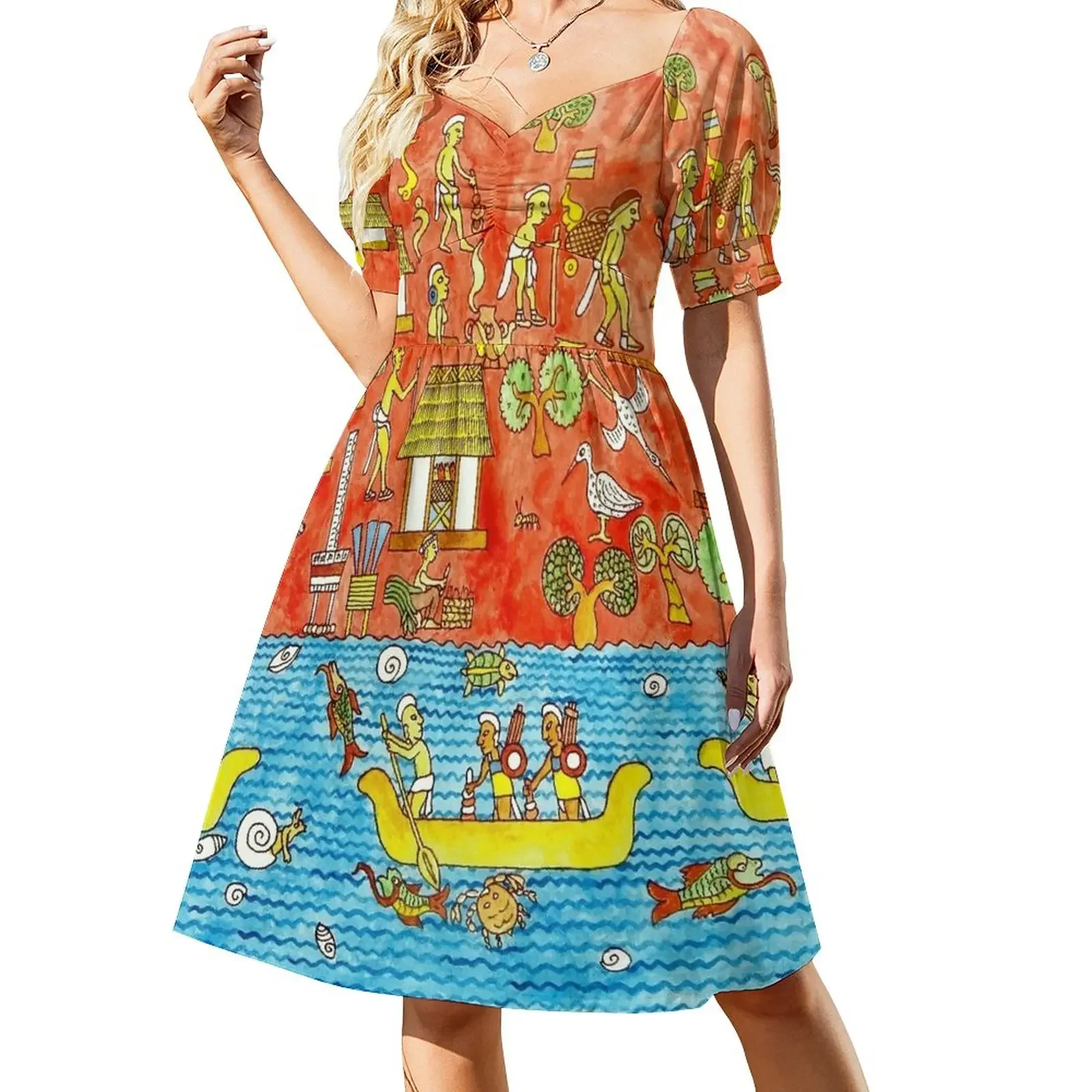 

Chichen Itza mural Sleeveless Dress loose women's dress beach dresses Female clothing