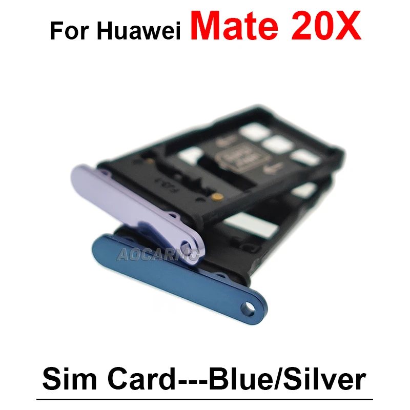 For Huawei Mate 20X 20 Pro 20Pro SIM Card Socket Slot Sim Tray Holder Repair Pink Light Dark Blue Green Purple Replacement Parts