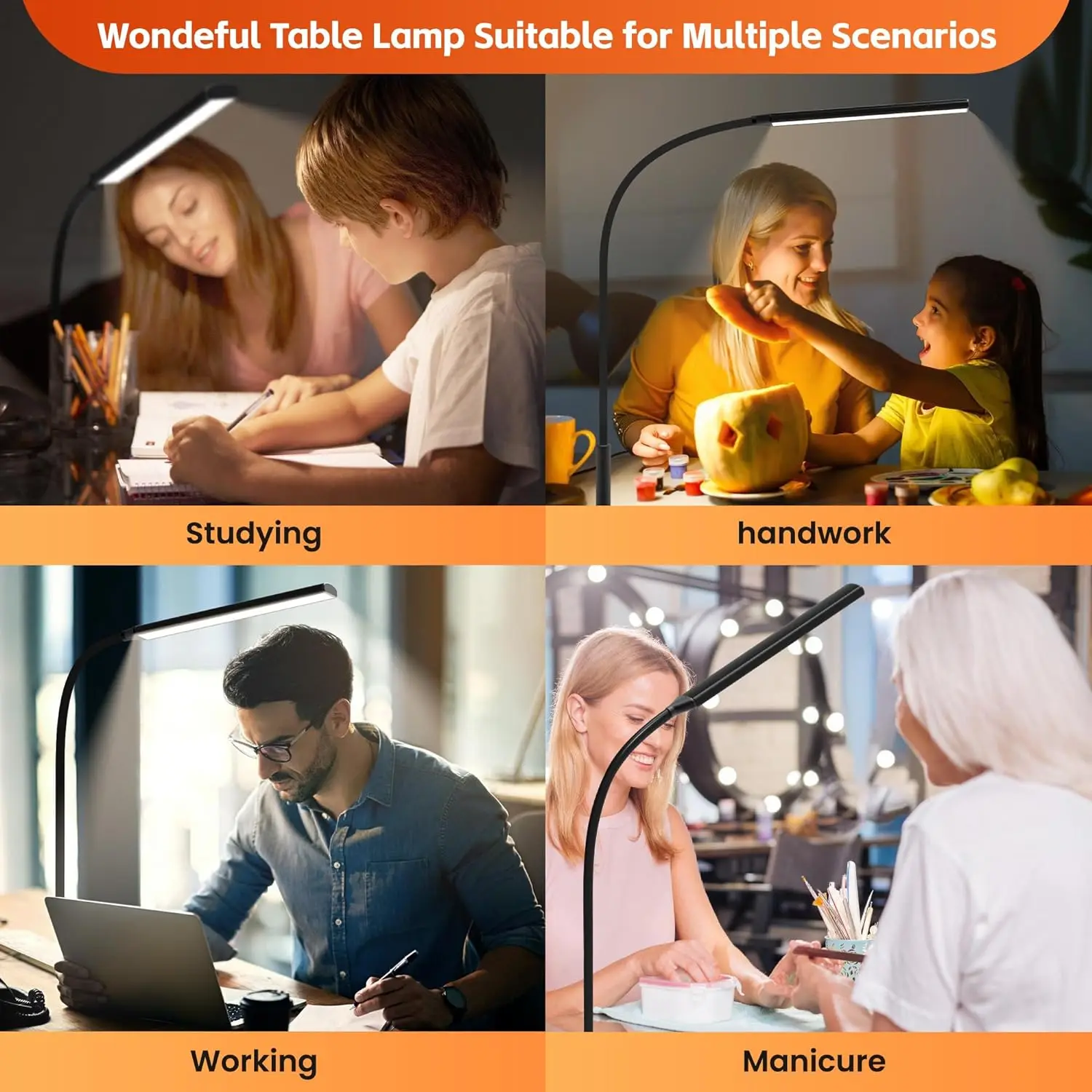 مصباح مكتبي LED مع مشبك مكتب 360 ° مصباح عمل مرن معقوفة 3 ألوان يعتم ضوء القراءة للعناية بالعين لمكتب الدراسة المنزلية #6