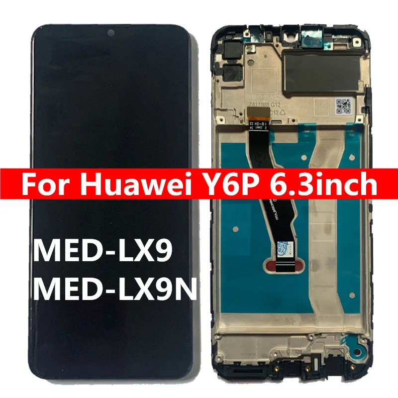 6.3''Display for Huawei Y6P LCD with Frame Touch Screen Digitizer Replacement Screen for Huawei Y6P MED-LX9 MED-LX9N LCD Display