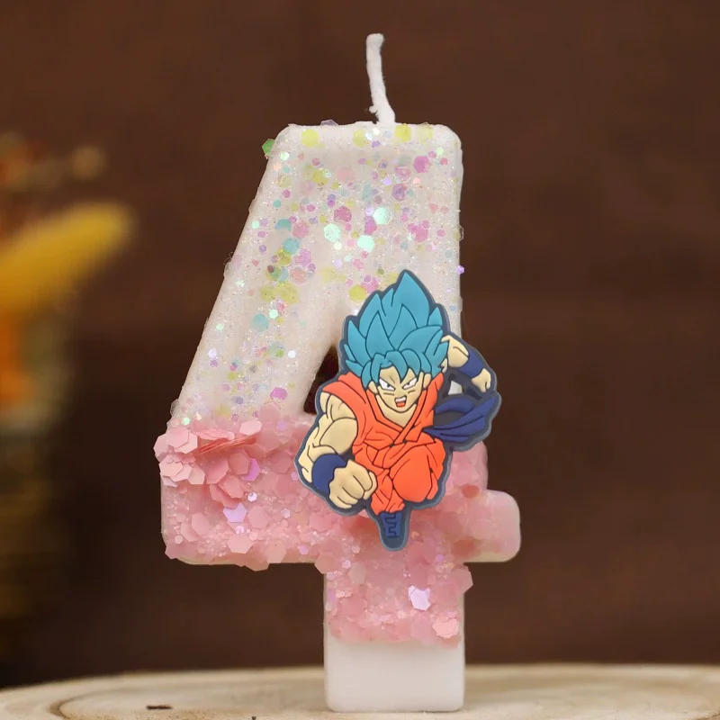 Picture 5: Dragon Ball Themed Number Candle 0-9 years old Kids Birthday Cake Decoration Supplies Cute Cartoon Anime Figure Party Decor Gift