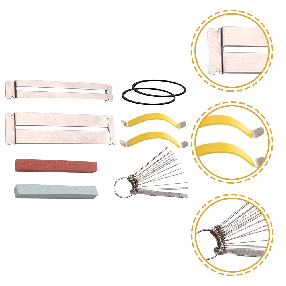 

1 set 1 Set Guitar Luthier Tools Stainless Steel Fingerboard Guard String Spreader Grindstone Polishing File Fret Repair Kit For