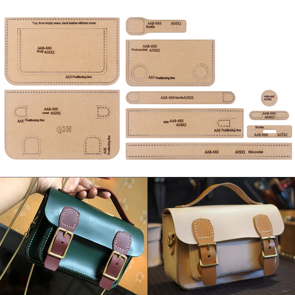 Conjunto de Bolsas Mini Cambridge para Mulheres, Bolsas de Ombro - Molde de Papel Kraft, Artesanato em Couro DIY - Molde de Costura com Furos
