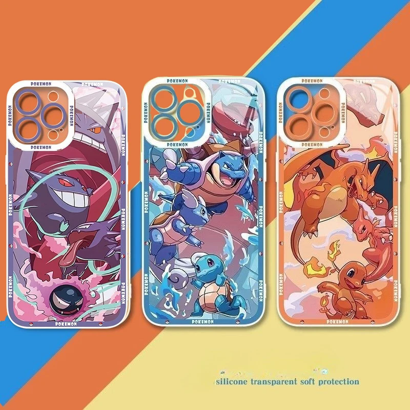 حافظة هاتف آيفون 17 برو ماكس 16e 17 اير 11 15 12 14 13 16 برو ماكس 15 بلس كارتون بوكيمون بيكاتشو جينجار لينة سيليكون eتوي #1