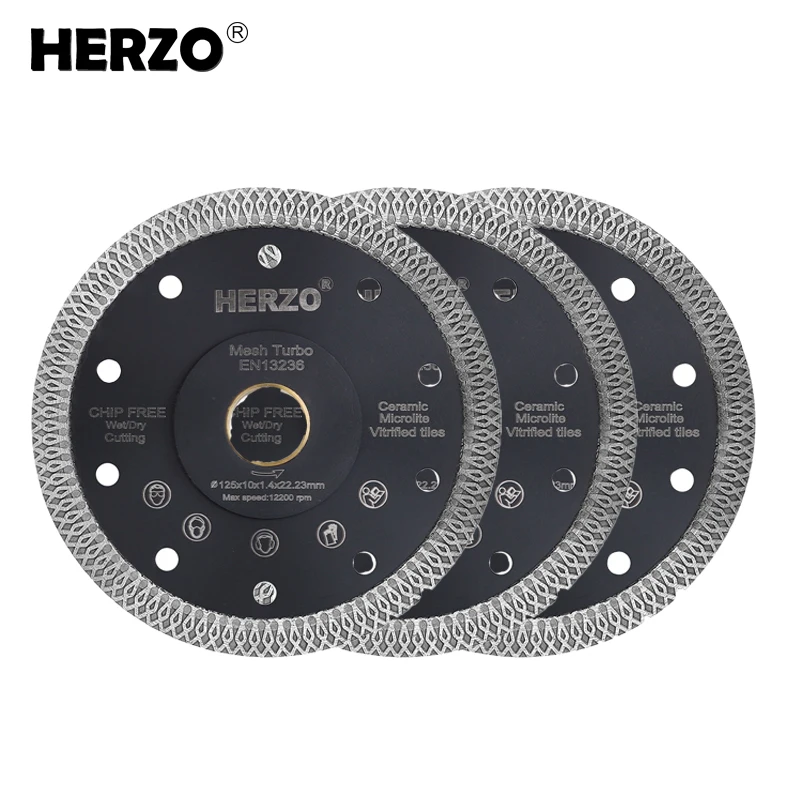 

HERZO 3PCS 125MM Cutting Blade Kit Diamond Saw Disc Power Tools Accessories