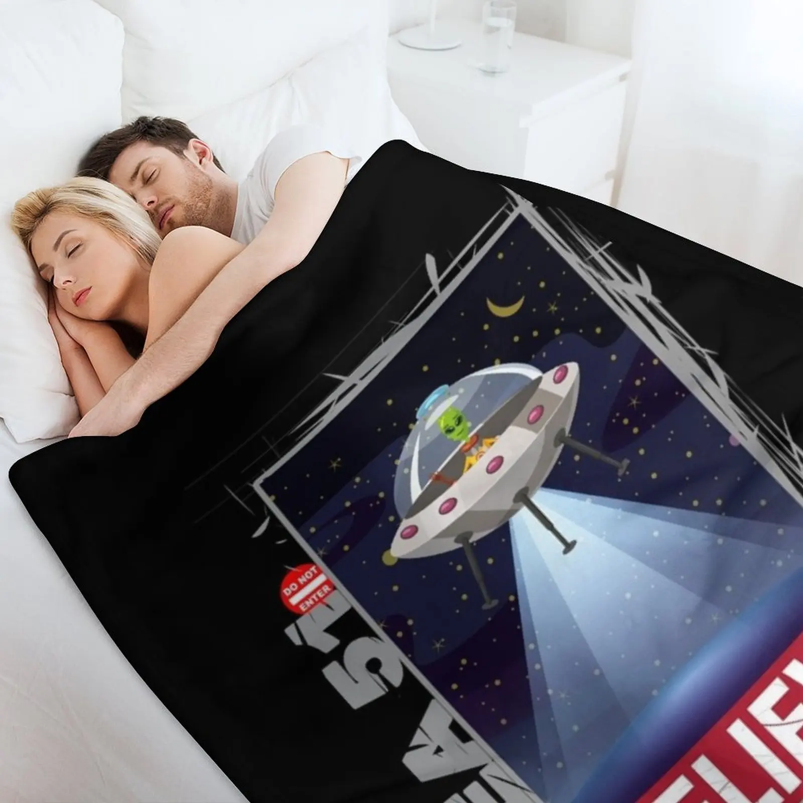 المنطقة 51 لا تدخل - أنا أؤمن بالجانب - بطانية رمي ET Tee عتيقة لبطانيات الأطفال #4