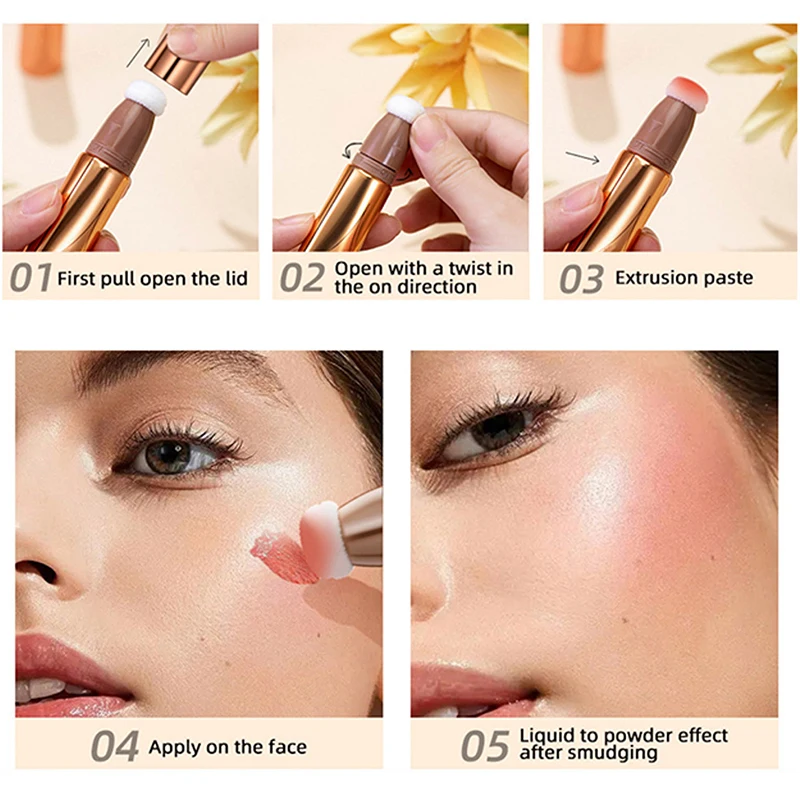 لامع السائل أحمر الخدود تمييز الطبيعية ماتي سطع الوجه البرونزية كونتور القلم وسادة أحمر الخدود عصا روج المطاط الكورية ماكياج #6