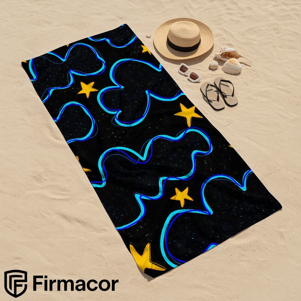 Neon Cloud Star Space Microfiber Beach Towel Quick Dry Sand Free Oversized Soft Absorbent Bath Towel for Swimming Pool Travel