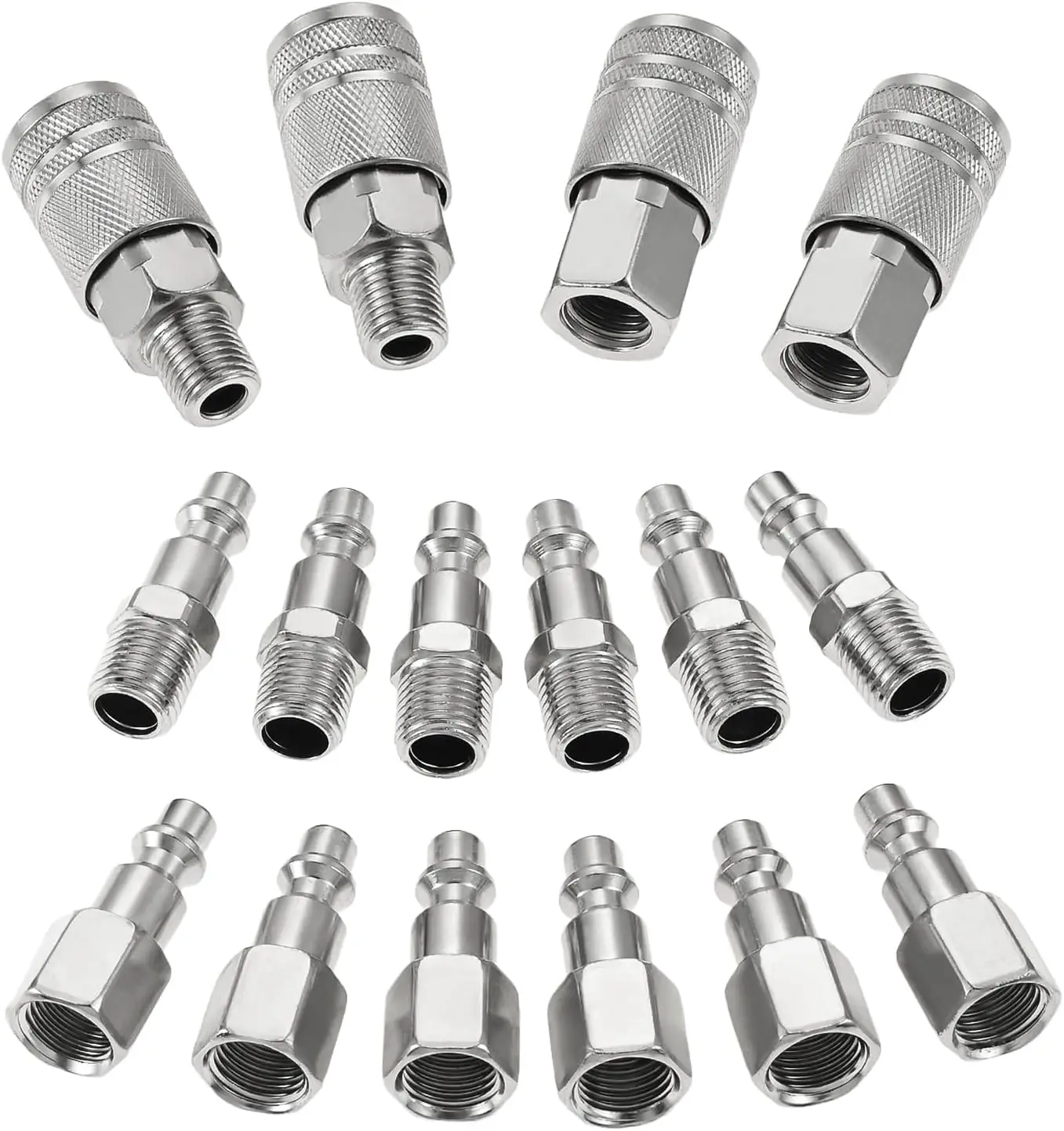 

1/4" NPT Air Hose Fittings 1/4'' Universal Quick Connect Air Coupler and Plug Kit 16 Pieces Air Compressor Hose Fittings