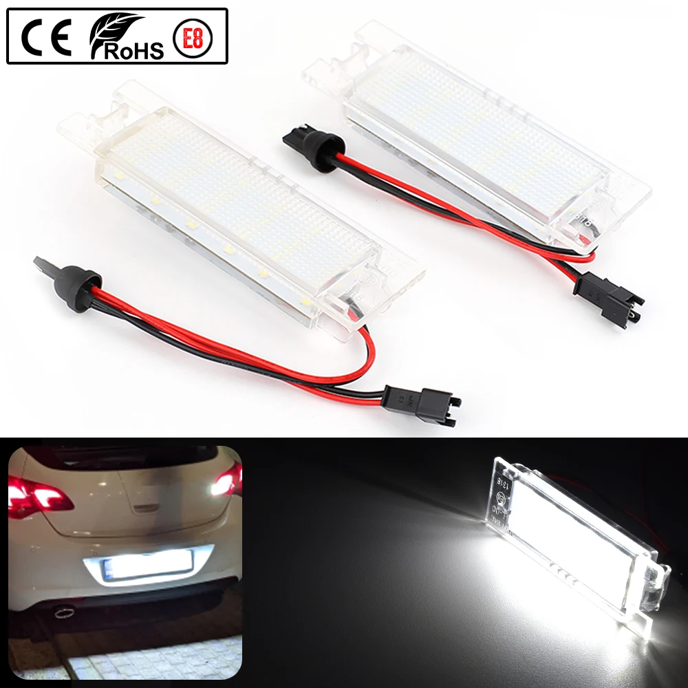 1 pair Error Free LED License Number Plate Light Lamps For Opel Astra H J K Corsa Zafira Insignia Vectra Meriva Adam or Vauxhall