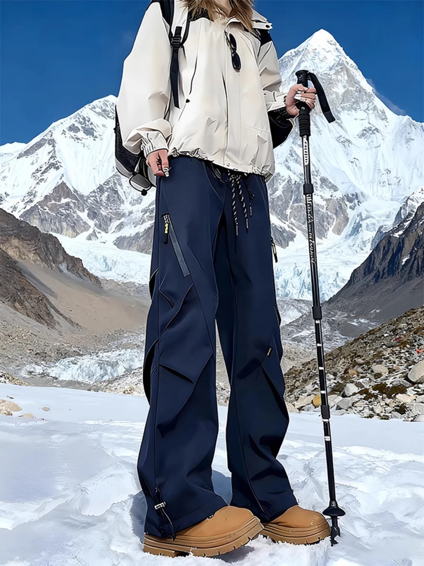 Men's Winter Ski Pants Thermal Fleece Lined Workwear Trousers Outdoor Climbing Waterproof Windproof Warm Straight Leg Casual ...